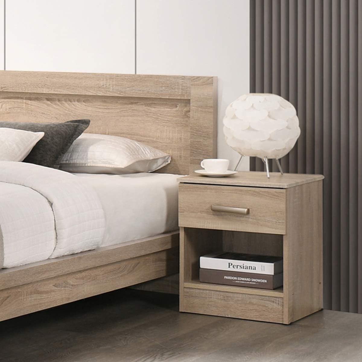 HomeBox Cooper 1-Drawer Night Stand, Sonoma Oak