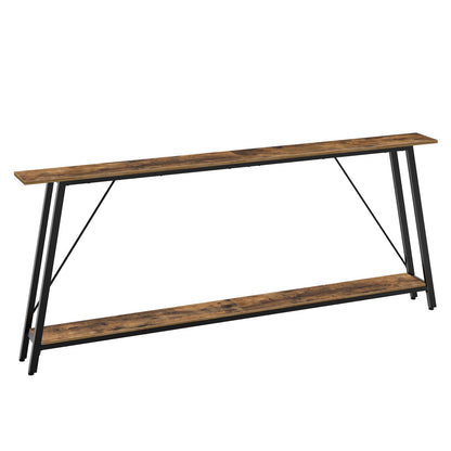 YATINEY 63" Console Table, Narrow Long Entryway Table, Industrial Skinny Sofa Tables, 2-Layer Hallway Table for Entryway, Display Table Behind Couch, Rustic Brown and Black CT16BR