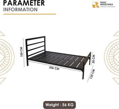 RIGID Steel Bed With Heavy Duty Metal Platform (Single Bed, Black)