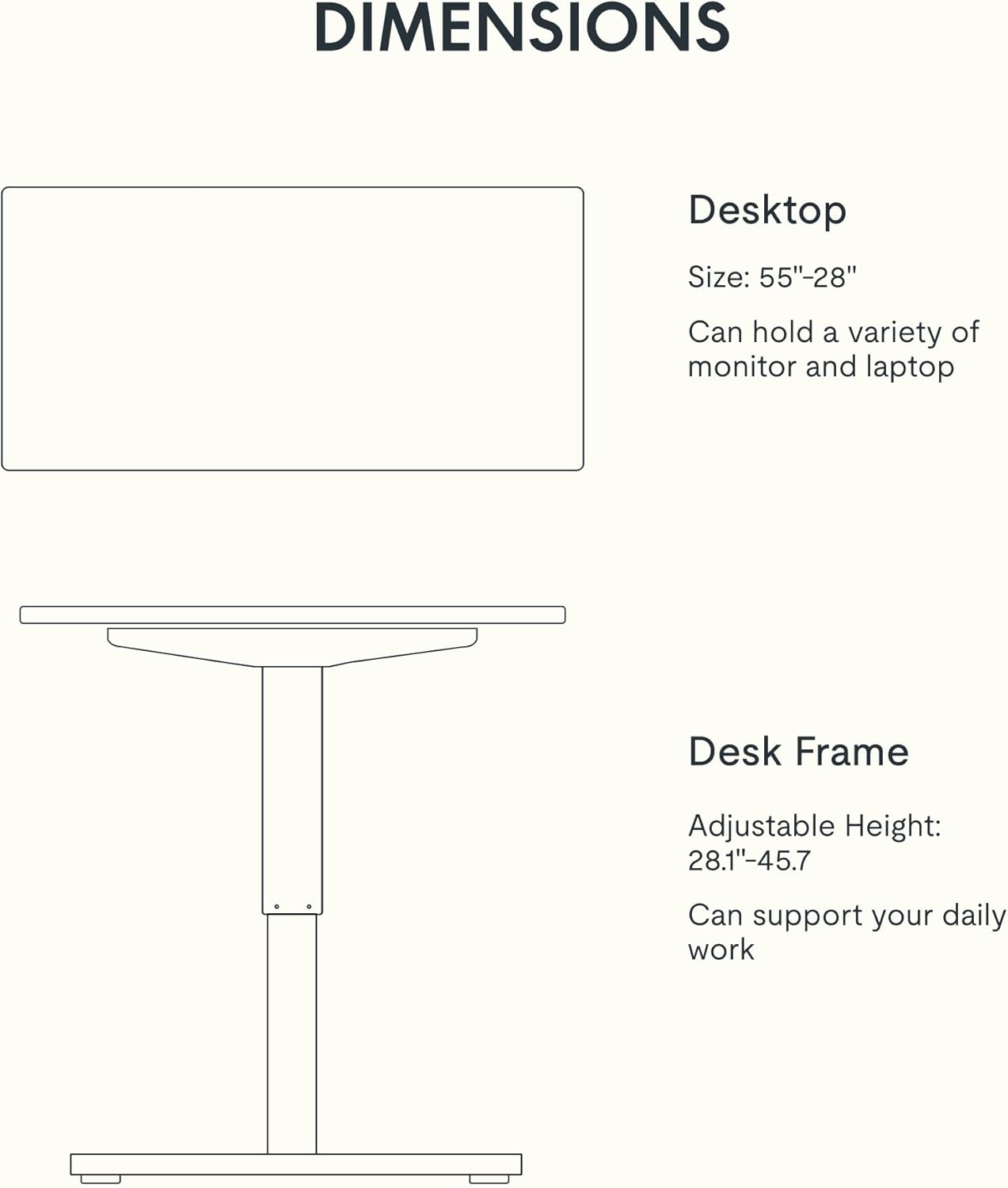 Flexispot 55 X 28 Inches Electric Stand Up Metal Desk Workstation, Whole Piece Desk Board Home Office Computer Standing Table Height Adjustable Desk Black Frame and 55 Black Top