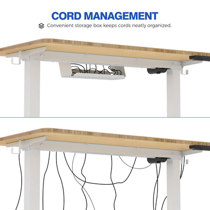 FLEXISPOT Standing Desk Electric Sit Stand Desk with 48 x 24 Inches Ergonomic Memory Controller Adjustable Height Desk with USB Charging Ports(White Frame + Honey Wheat Desktop)