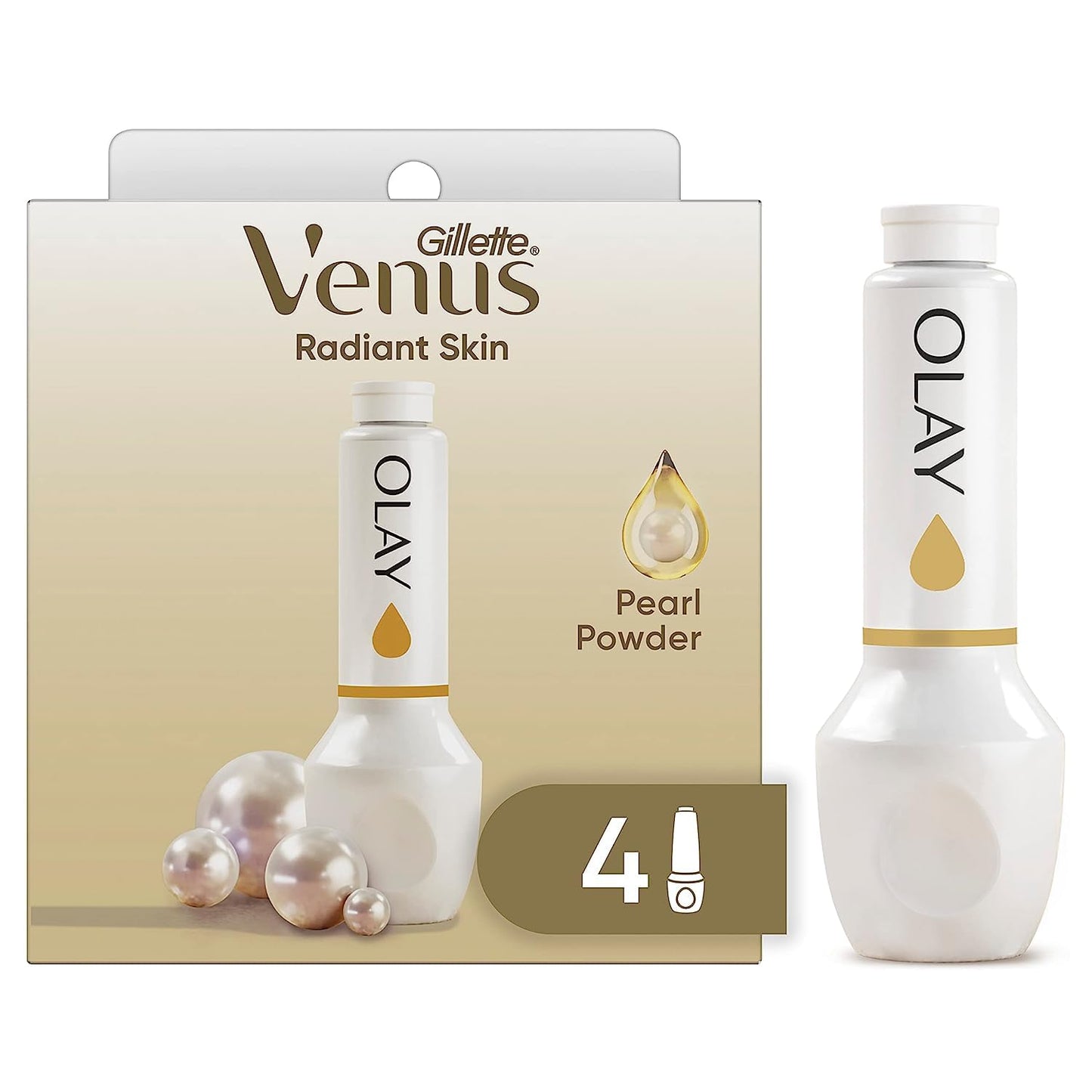 Gillette Venus Radiant Skin Seaweed & Aloe Olay razor moisturizer refills, 4ct, White