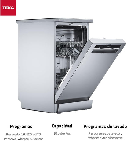 TEKA DFS 44750 45 cm Free standing Dishwasher ExpertCare Series with 10 place settings and 7 washing programs SS