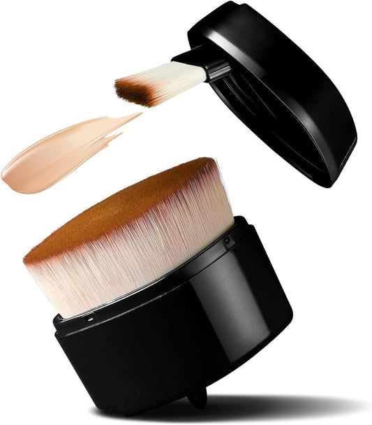 Foundation Brush, Retractable Foundation Brush, Flat Top Foundation Brush for Liquid, Cream, Flawless Powder Cosmetics, Two-in-One Foundation Makeup Brushes, Unique Design for Portable & Easy Use