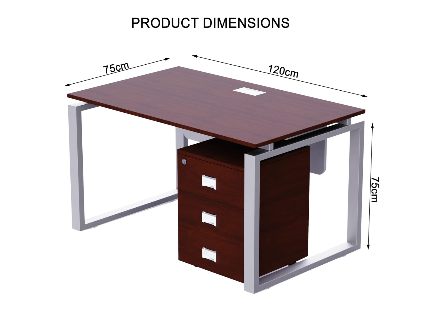 Mahmayi Carre Modern Workstation- Office Furniture with Steel Square Metal Legs, Silver Modesty Panel, Wood 3 Drawer Mobile Storage Unit, Tempered Glass Top for Office Executives, Home (140CM, White)