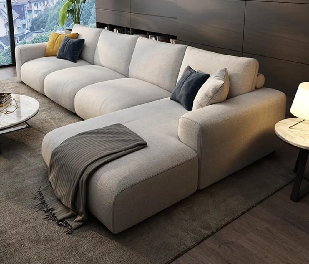 COMFYNEST Nordic-Inspired Comfort Living with Our Modern L-Shape Sofa a Stylish and Inviting Centerpiece for Your Contemporary Space (Light Taupe, Left) - Light Beige