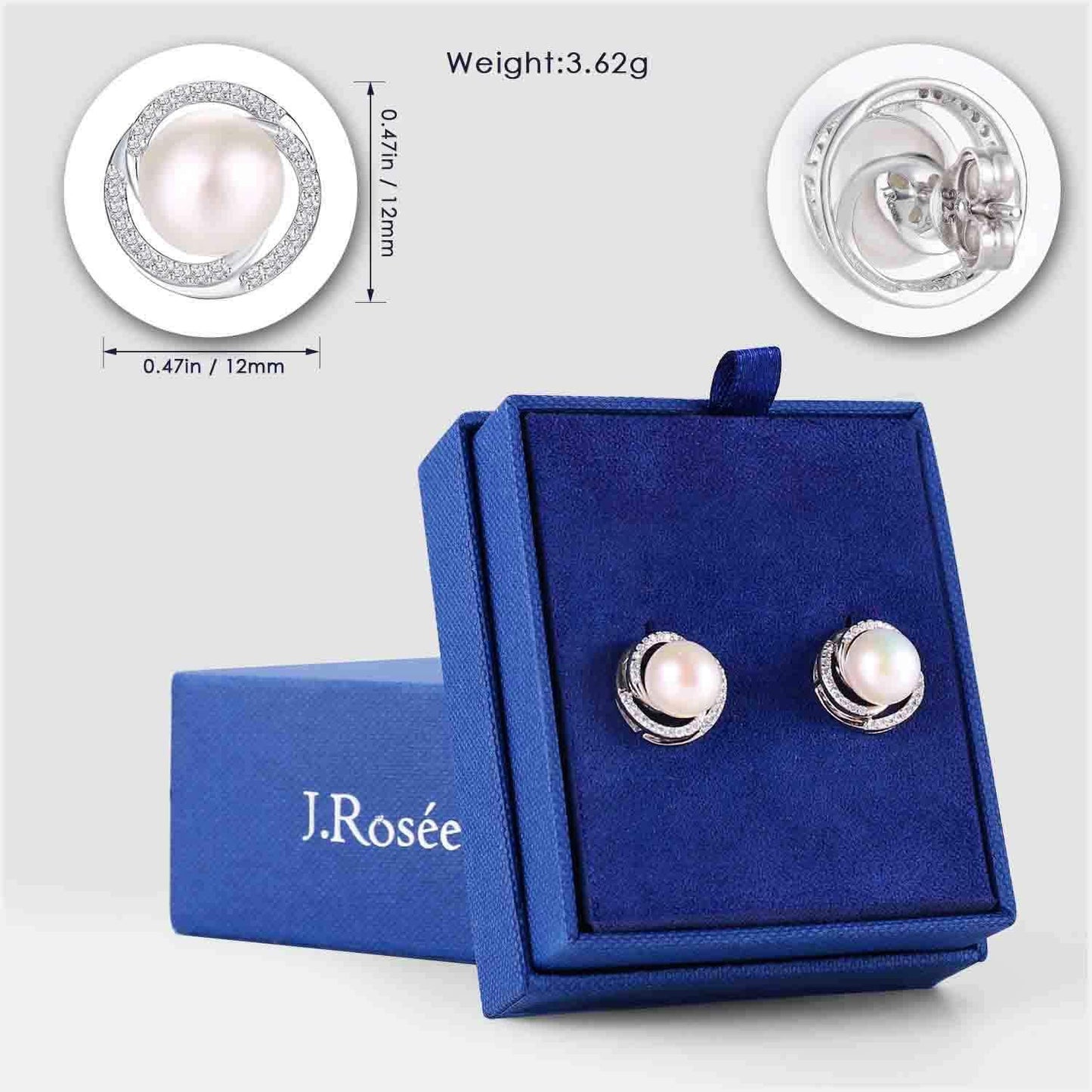 Swarovski Elements Crystal 18K Gold Plated 925 Sterling Silver Studs Earrings for Women Ladies Girls Gift Package J.Rosée Fashion Jewelry…