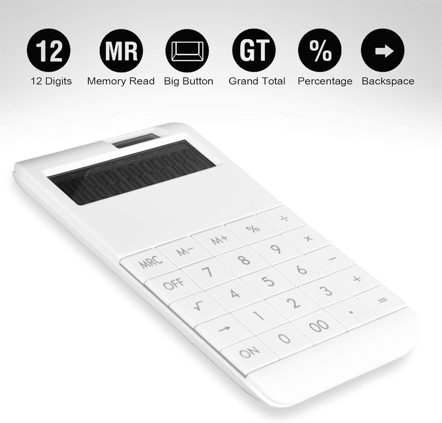 EooCoo Basic Standard Calculator 12 Digit Desktop Calculator with Large LCD Display for Office, School, Home & Business Use, Modern Design - Green