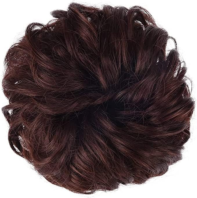 Messy Bun Scrunchie with Elastic Rubber Band, Updo Chignon Donut Ponytail Hairpiece,Ponytail Hair Extensions, Synthetic Tousled Hair for lady (#1)