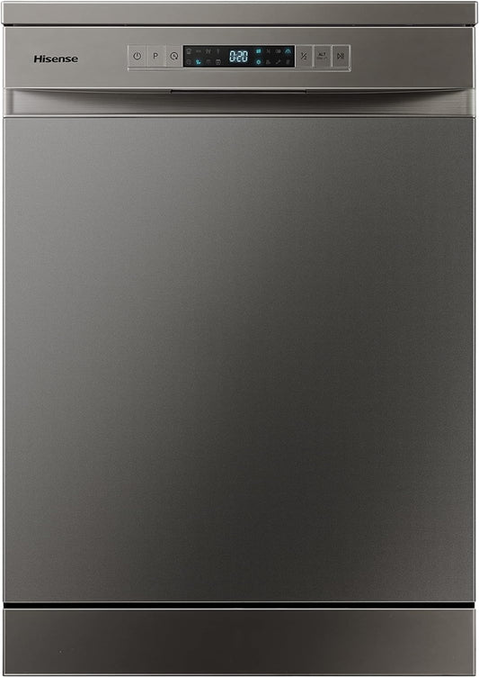 Hisense 15 Place settings Freestanding Dishwasher 8 Programs Color Titanium Grey Model HS623E90G " 1 Year Warranty.