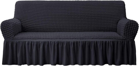 DSGUO FUSU Universal Sofa Slipcover For 1/2/3/4 Seater Sofa, 1 Piece Durable Washable High Elastic Stretchable, Easy Fit Universal Furniture Protector, For Living Room Bed Room (Single Seats, Black)