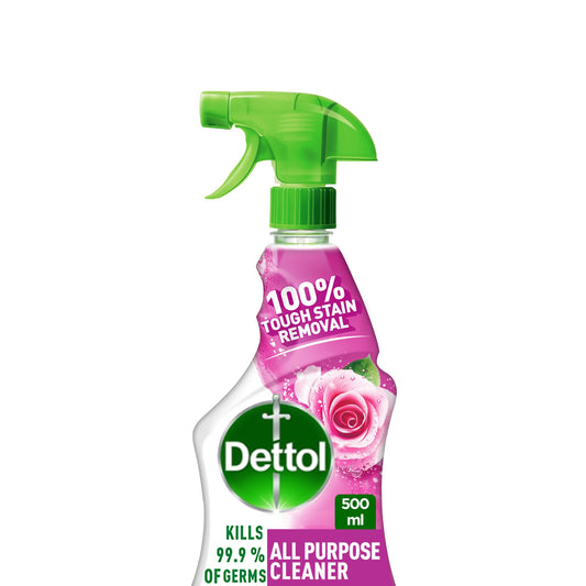 Dettol Rose Power All Purpose Cleaner for 100% Removal of Dirt & Grease (Kills 99.9% Germs), Trigger Spray Bottle – 500ml