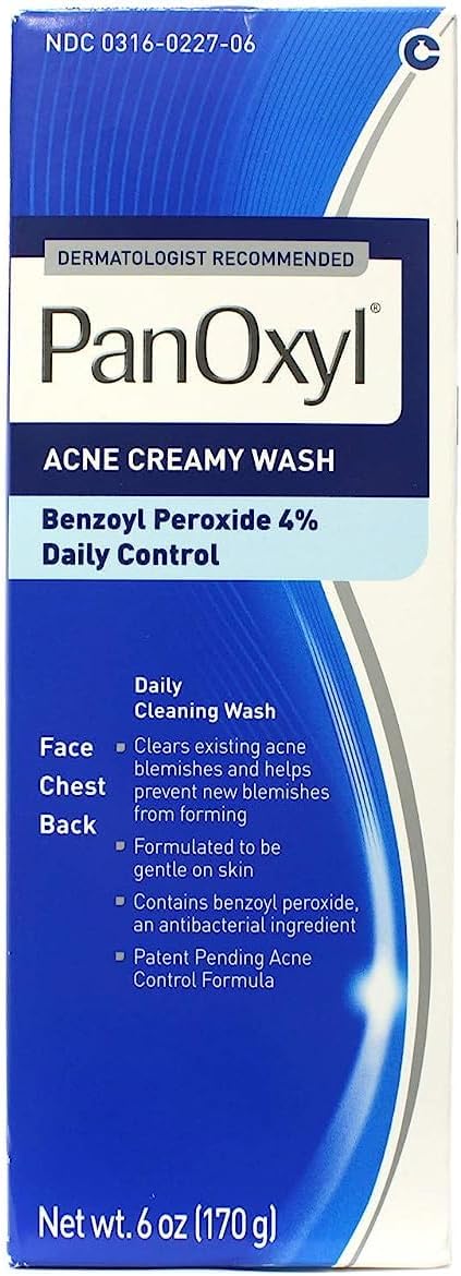 PanOxyl - 4 acne cream wash 4% Benzoyl Peroxide 6 Oz