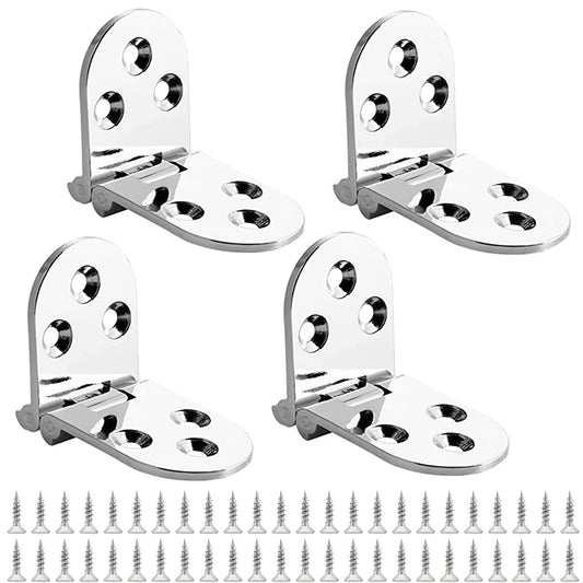 Amzuia 4 Pcs Folding Flip Top Hinge, Heavy Duty Folding Flip Top Hinge 180 Degree Round Edge Hinge for Folding Tables Sewing Machine Table Furniture Accessories