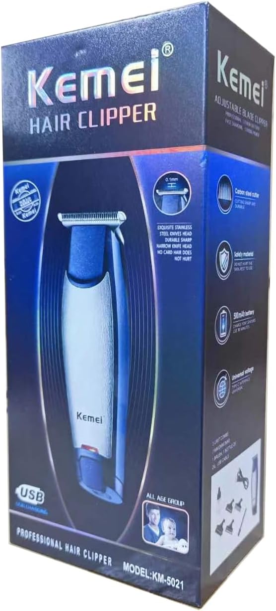 KEMEI Men's Self-Cut Hair Trimmer Waterproof Cordless Rechargeable Hair Cutting Clippers Groomer with Stainless Steel