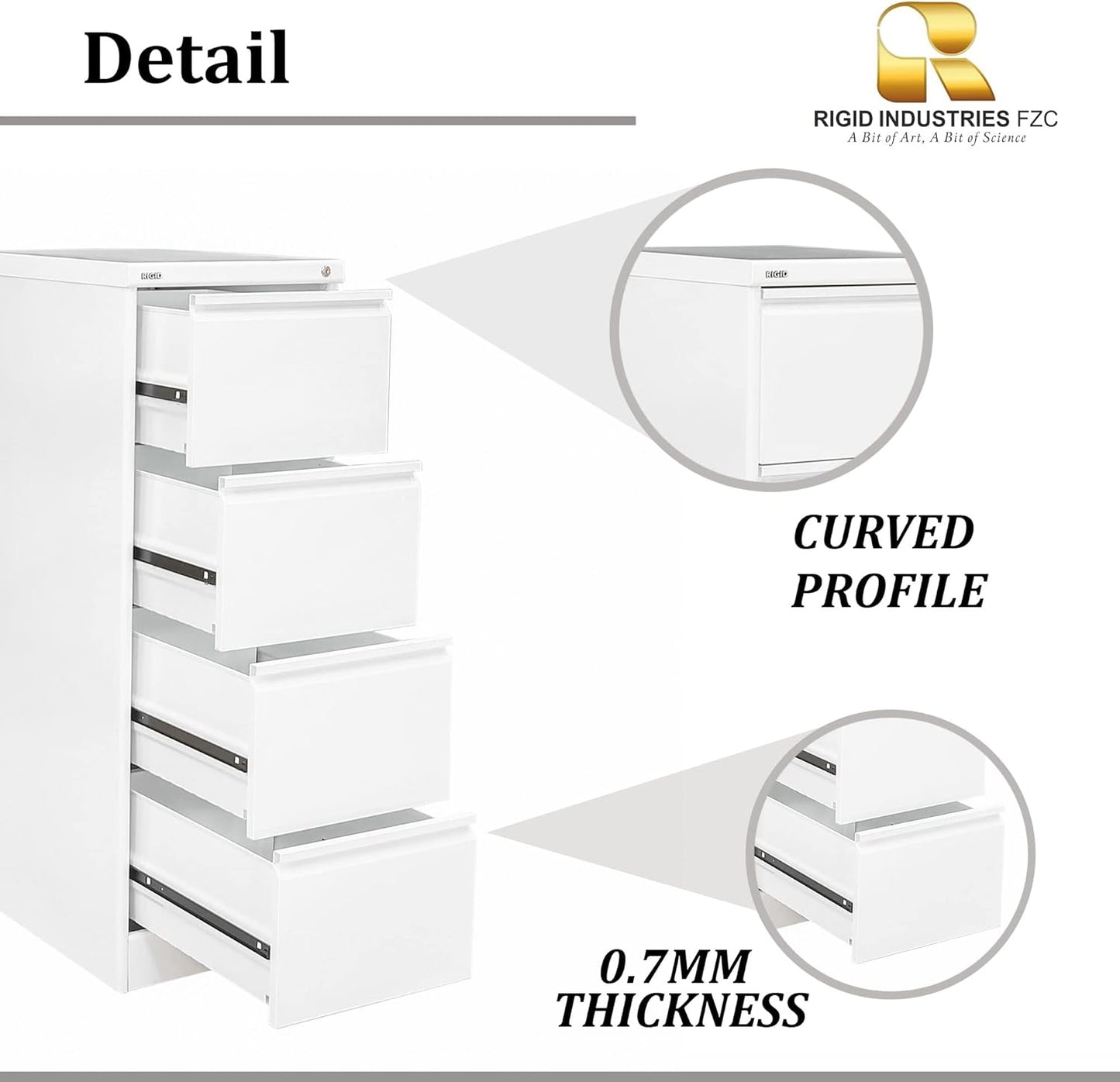 RIGID Steel Vertical Filing Cabinet Large Storage steel Cabinet, Metal Portable Cabinet with 4 Drawers for Legal Size (Grey)