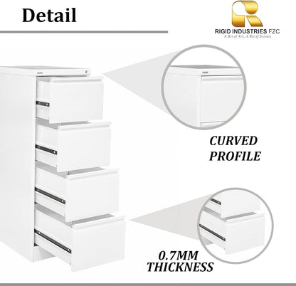 RIGID Steel Vertical Filing Cabinet Large Storage steel Cabinet, Metal Portable Cabinet with 4 Drawers for Legal Size (Grey)