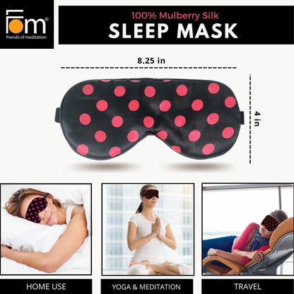 FOM (Friends of Meditation) 100% Mulberry Silk Eye Mask, Super Smooth Sleep Mask And Blind Fold (Black)