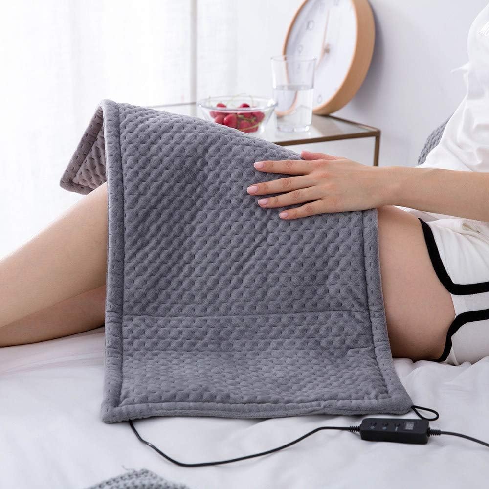 Heating Pad Electric Warm Soft Flannel Heated pad with 6 Temperature Setting Auto Shut Off for Neck Shoulder Back Knee Muscle Menstrual Pain Relief Machine-Washable Home Office Use 75x34cm,Grey