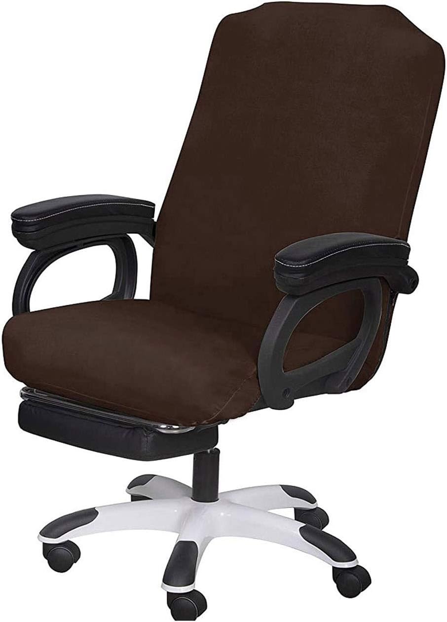 SARAFLORA Polyester Solid Stretch Washable Computer Chair Slipcovers for Universal Rotating for Boss, Office Chair (Large, Black)