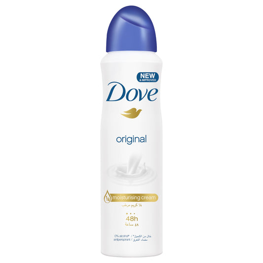 DOVE Women Antiperspirant Deodorant Spray, for refreshing 48-hour protection, Original, alcohol free with ¼ moisturising cream, 150ml