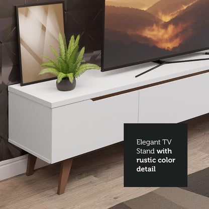 MADESA TV Stand with 2 Doors 1 Drawer, for TVs up to 75 Inches, Wood, 180 W x 40 D x 50 W Cm – White