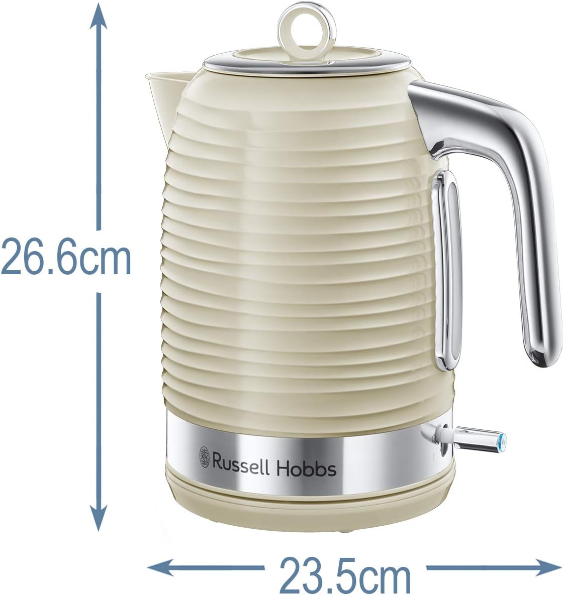 Russell Hobbs 24360 Inspire Electric Kettle, 3000 W Fast Boil, 1.7 Litre, White with Chrome Accents