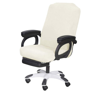 SARAFLORA Polyester Solid Stretch Washable Computer Chair Slipcovers for Universal Rotating for Boss, Office Chair (Large, Black)