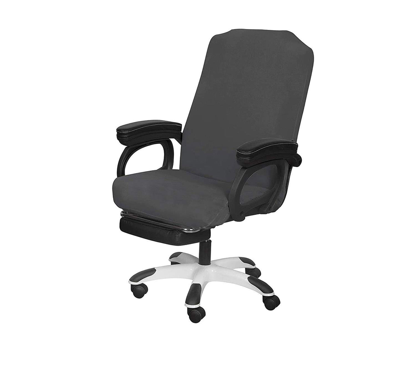 SARAFLORA Polyester Solid Stretch Washable Computer Chair Slipcovers for Universal Rotating for Boss, Office Chair (Large, Black)