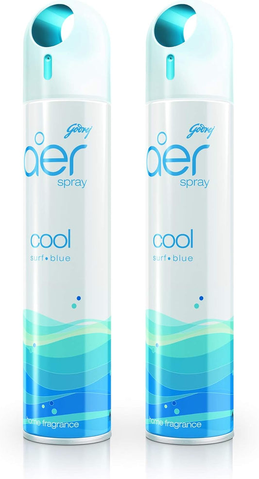 Godrej aer Spray, Home and Office Air Freshener - Cool Surf Blue, 300 ml (Pack of 2)