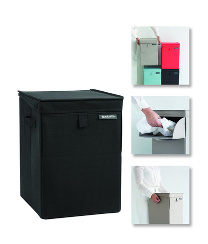 Brabantia - Stackable Laundry Box - Space Efficient Sorting - Compact Storage - Sturdy Grips - Laundry Basket - Rectangular - Bathroom - Pepper Black - 35L