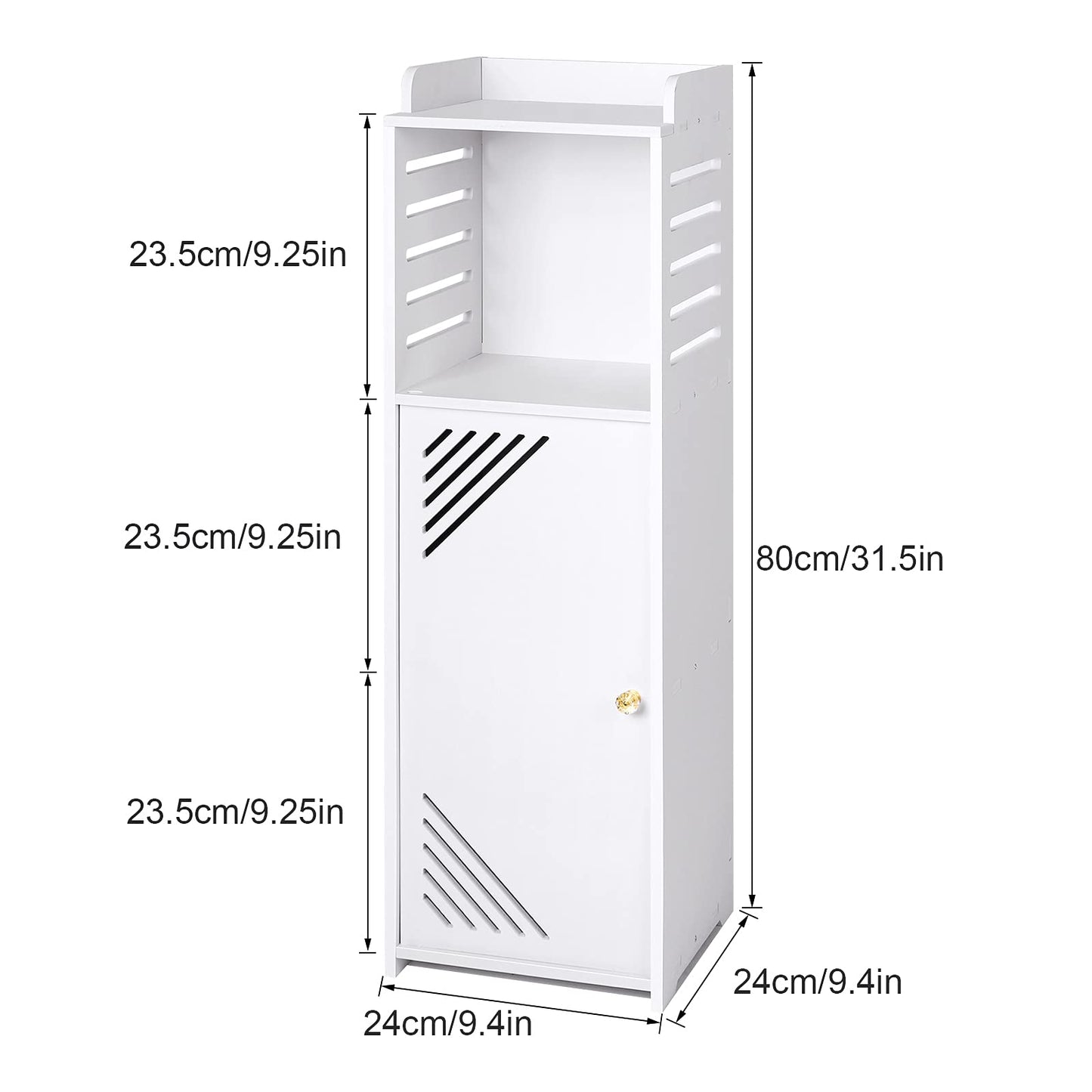 无 White Modern Bathroom Floor Cabinet,Free Standing Storage Cabinet with Door and Shutters,Waterproof Bathroom Furniture Cabinet for Living Room,Bedroom,Kitchen,etc