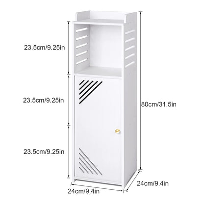 无 White Modern Bathroom Floor Cabinet,Free Standing Storage Cabinet with Door and Shutters,Waterproof Bathroom Furniture Cabinet for Living Room,Bedroom,Kitchen,etc