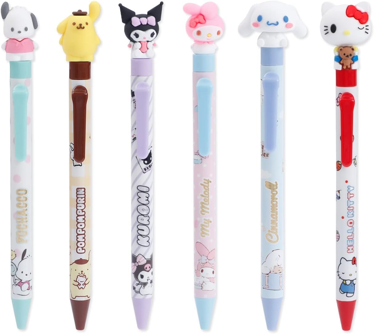 TERRIFI Anime Cartoon Gel Pen, Kitty Ballpoint Writing Pen, Press Retractable Ballpoint Pen, 6 Pcs Black 0.5mm Gel Pen, for Student School Supplies