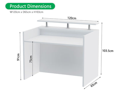 Mahmayi REC-2 Designer Reception Desk For Office Space, Front Office Desk (White-Coco Bolo)