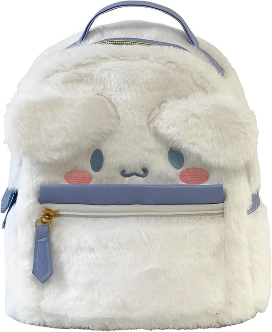 Cute Girl Plush Bag Backpacks for School, 3D Kawaii Animal Cartoon Schoolbag for Girl Bookbag School Supplies (White)