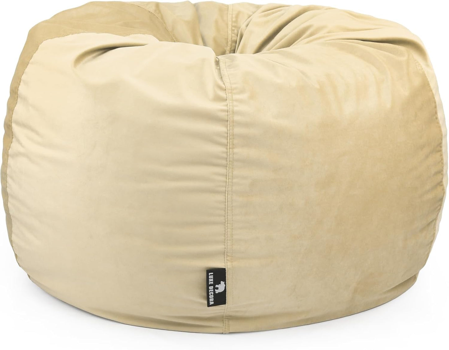 Luxe Decora Nest Soft Suede Bean Bag with Removable Layer | Washable | Perfect for Indoor Relaxation | Kids & Adults | Soft Velvet Finish | Filled with Polystyrene Beads (Black, Large)