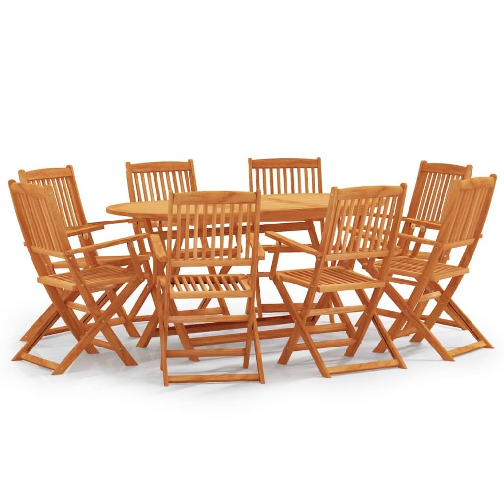 vidaXL Folding Outdoor Dining Set 7 Piece Outdoor Patio Terrance Backyard Furniture Wooden Dining Dinner Table and Chair Seat Solid Eucalyptus Wood