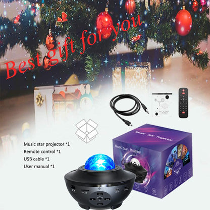 ELECBYTES Star Night Light Projector Bedroom, Galaxy Ocean Wave w/LED Nebula Cloud and Bluetooth Music Speaker As Gifts Decor Birthday Party Wedding Bedroom Living Black Medium BL-XK01