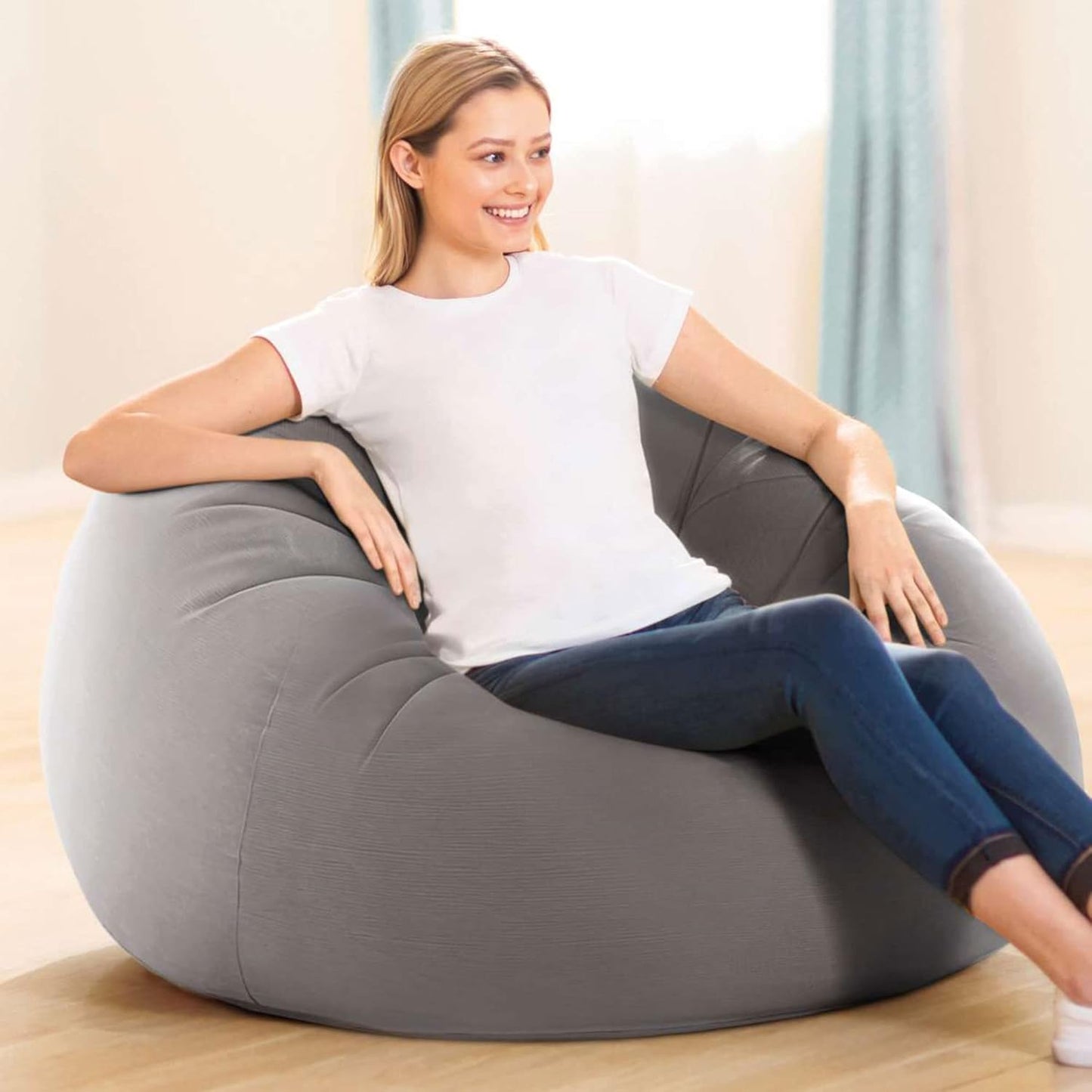 Intex Beanless Bag Chair, 68579Ep, Gray, H27 X W41 X D42 Inches