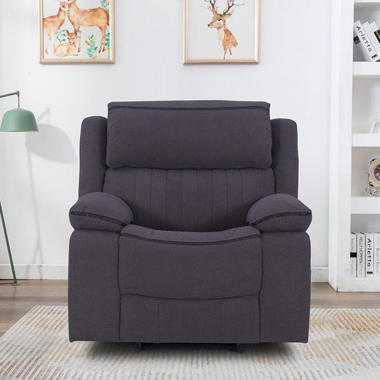 Danube Home Illumi 1 Seater Motion Recliner Chair I Modern Design One Seat Relaxing Sofa I Comfortable Living Room Furniture 101x100x101Cm Smoke Grey