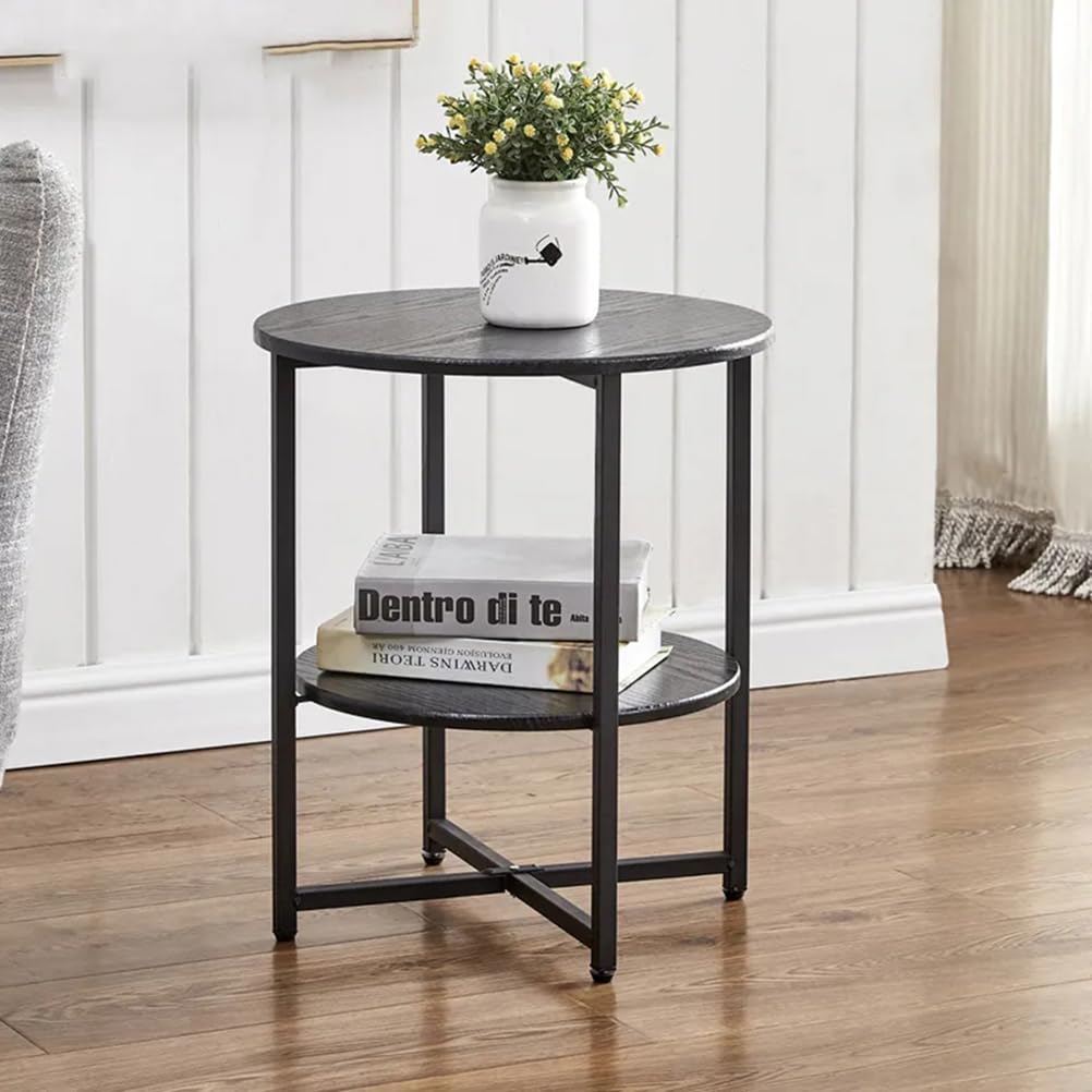 BBAUER Round Storage End Table,Sofa Tea Coffee Table,Bedside End Table,Nightstand,Coffee Round Table with Detachable Tray Top,Sofa Side Snack Table,for Living Room Bedroom