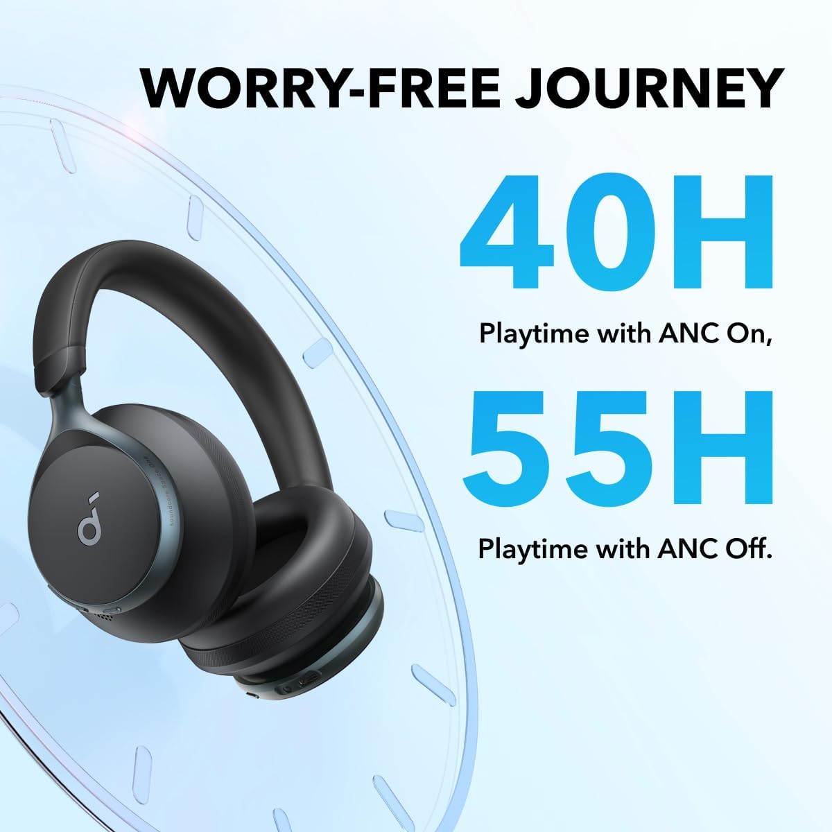 soundcore by Anker, Space One - Adaptive Active Noise Cancelling Headphones, Enhanced Human Voice Reduction, 40H ANC Playtime, LDAC Hi-Res Wireless Audio, Comfortable Fit, Bluetooth 5.3, App Control