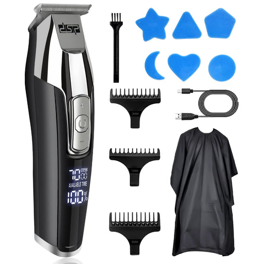 DSP® Hair Trimmer with LED Display - Wireless T Trimmer, Barber Trimmer - All in One Kit, Waterproof - for Barbers and Men