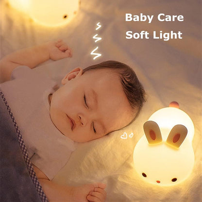 Dimanito Cute Kids Night Light Night Lamp Night Lights for Kids Bedroom Toddler Baby Portable Silicone Battery Led Nightlight Nursery (Cute Bunny)