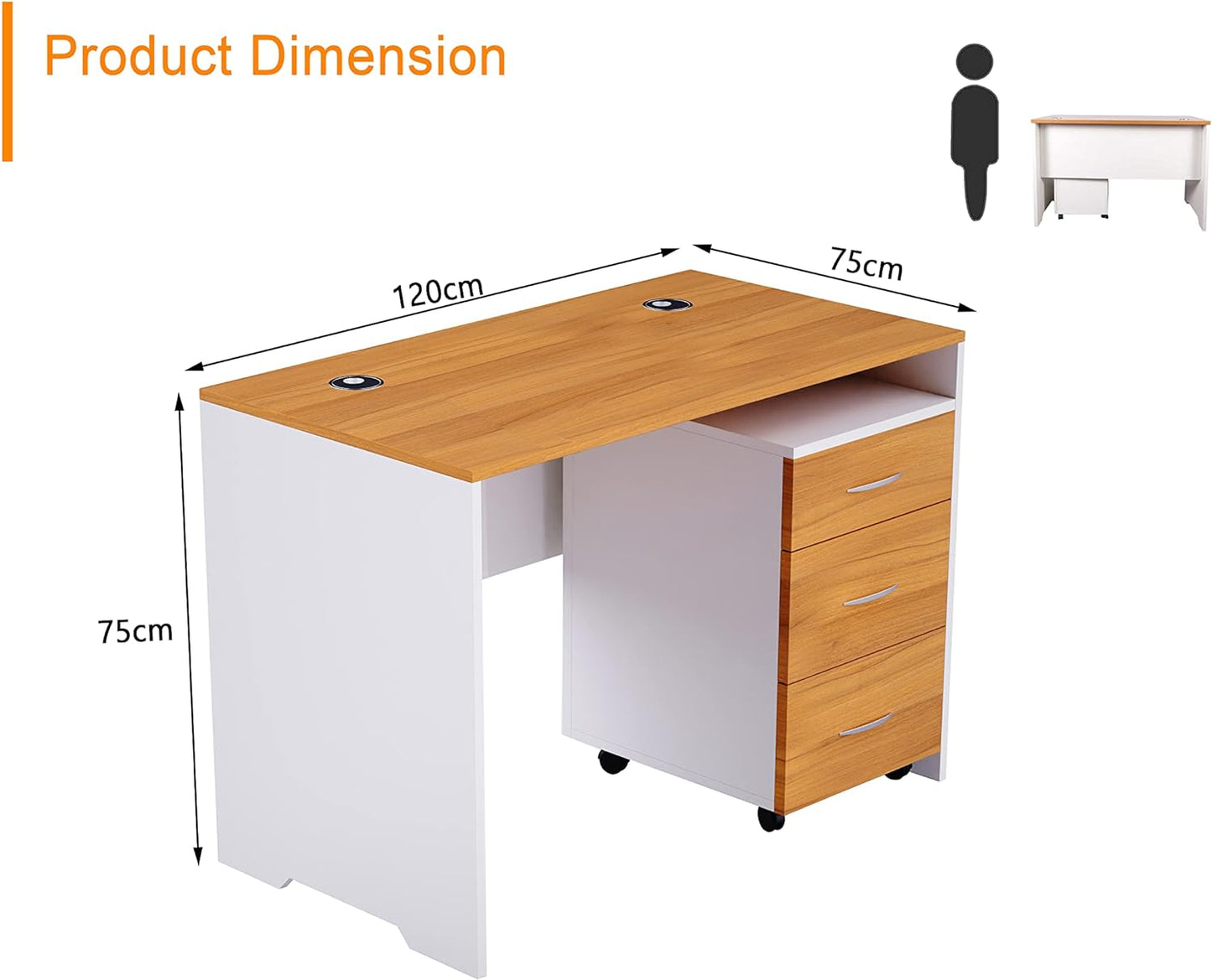 Mahmayi Renewed Modern Stylish Workstation Computer Desk for Home, Office, Living Room - Study Table - Office Furniture - 120 x 60CM - White