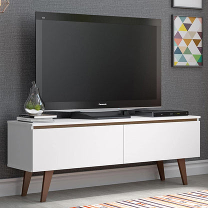 MADESA TV Stand with 2 Doors, for TVs up to 55 Inches, Wood, 136 W x 50 H x 36 D Cm – White