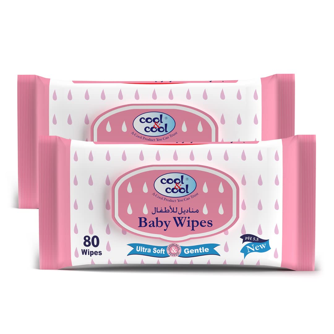 Cool & Cool Baby Wipes 80's 10 + 6 Free (Pack of 16) - Alcohol Free,Paraben Free,Vitamin E,Aloe Vera,Ultra Soft & Gentle for Sensitive & Delicate Skin 1280 Wipes