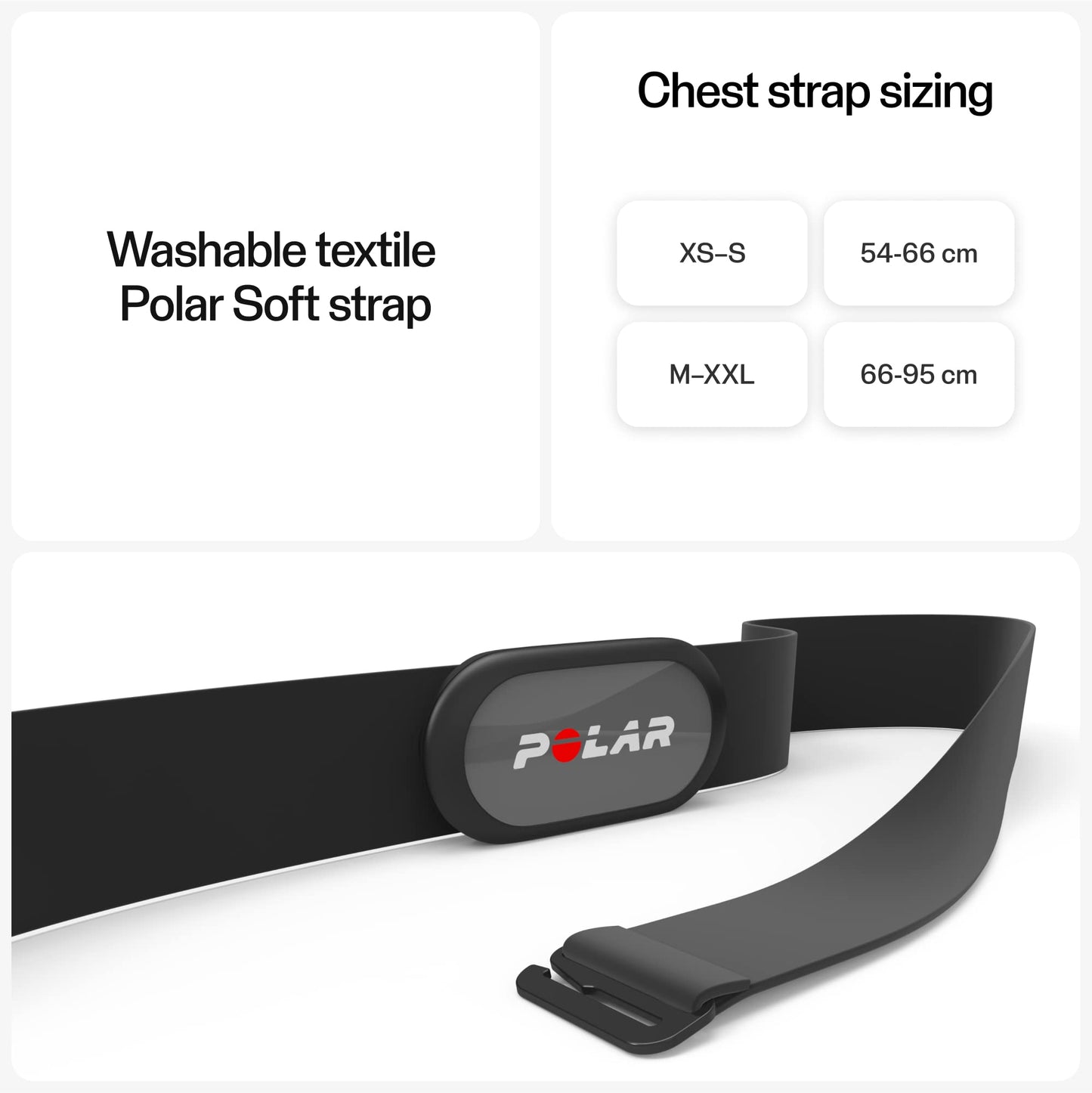 Polar H10 Heart Rate Monitor – ANT+, Bluetooth - Waterproof HR Sensor with Chest Strap - Built-in memory, Software updates - Works with Fitness apps, Cycling computers, Black, M-XXL