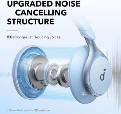 soundcore by Anker, Space One - Adaptive Active Noise Cancelling Headphones, Enhanced Human Voice Reduction, 40H ANC Playtime, LDAC Hi-Res Wireless Audio, Comfortable Fit, Bluetooth 5.3, App Control